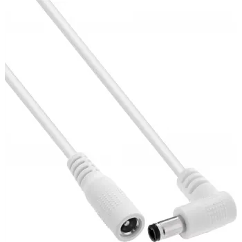 InLine® DC-forlængerkabel, vinkelstik, 5,5 x 2,5 mm, hvid, 1 m