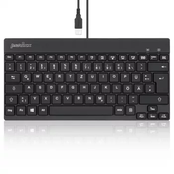 Perixx PERIBOARD-326 DE belyst USB-tastatur, kabeltilsluttet, sort