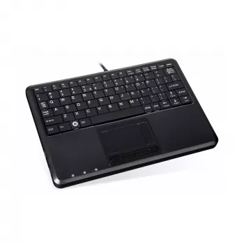 Perixx PERIBOARD-510 H PLUS UK mini-USB-tastatur med touchpad og 2-port USB-hub, sort