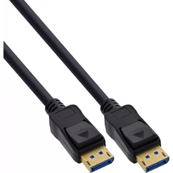 InLine® DisplayPort 2.1-kabel, UHBR20 80 Gb/s, 2m, sort, forgyldte kontakter