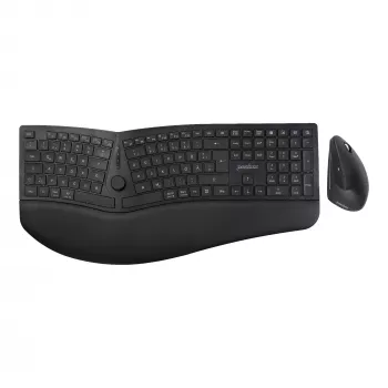 Perixx PERIDUO-614 DE trådløst ergonomisk tastatur- og musesæt, delt tastatur, lodret mus, 2,4 GHz, sort (tysk layout)