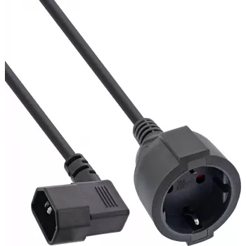 InLine® netkabeladapter IEC C14 til Schuko-stikdåse, 2 m, sort