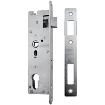 PSG 63.211 L/P indstikslås med fald og rigel, udskiftelig, 220 x 22 mm stolpe, 72 mm PZ, 50 mm afstand, galvaniseret stål