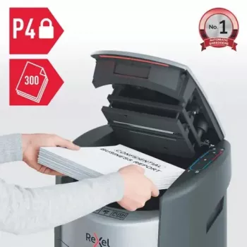 Rexel ShredMax AutoFeed+ 300X makulator med partikelsnit, P4, 300 ark auto-fremføring, 25 L beholder
