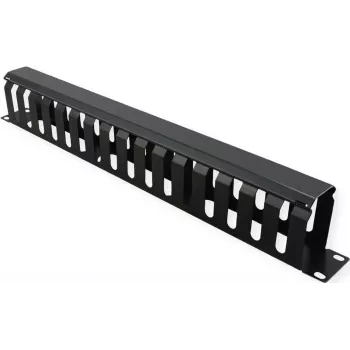 VALUE 26.99.0305 19 inch 1U frontplade med kabelkanal 40x60 mm, sort RAL 9005