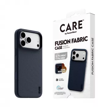 CARE by PanzerGlass Fusion Fabric cover blå med MagSafe til iPhone 17 Pro Max