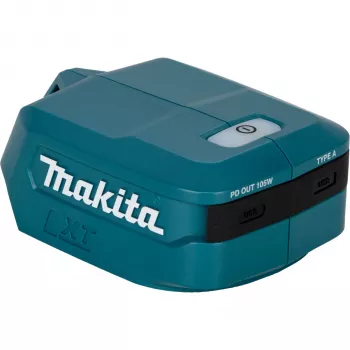 Makita ADP15 18V LXT USB-adapter med to USB-porte, 2,1 A pr. port, overbelastningsbeskyttelse, sort