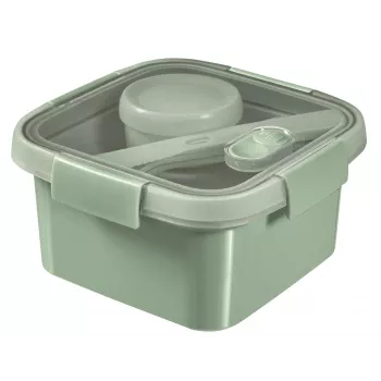CURVER opbevaringsboks Lunch Kit kvadratisk 1,1L Smart Eco To Go 16x16x9cm Soft Green