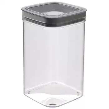 CURVER Dry Cube kvadratisk madopbevaringsbeholder 1,8L transparent med gråt låg, lufttæt og lækagesikker