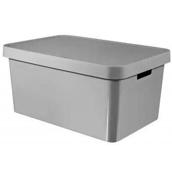 Curver Infinity Recycled 45L Storage Box with Lid, Grey, 56x39x27 cm
