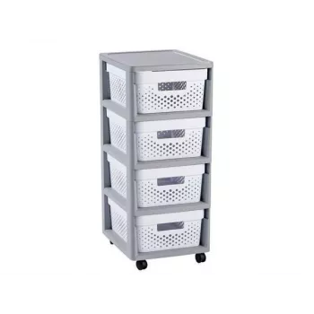 CURVER Infinity rulleskab med 4 rum 11L 30x36x69cm grå/hvid