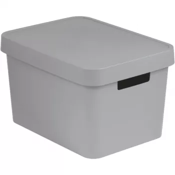 Curver Infinity Recycled 17L Storage Box with Lid, Grey, 36x27x22 cm