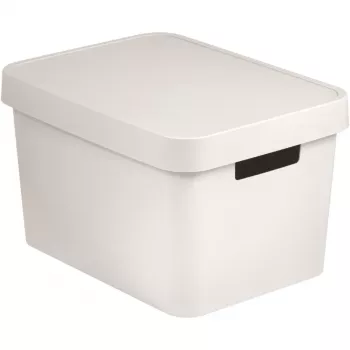 CURVER Infinity Recycled 17L opbevaringsboks med låg, hvid, 36x27x22 cm, 100% genbrugsplast