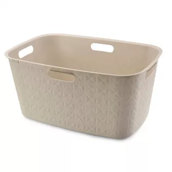 CURVER Softex 45L vasketøjskurv i kridhvid, soft-touch rektangulær beholder med integrerede håndtag, 57 x 37 x 27 cm