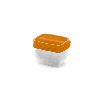 CURVER Vedo rektangulært opbevaringsbeholder-sæt 5x0,5L transparent orange