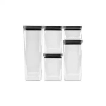 CURVER Kara sæt af opbevaringsdåser til tørre fødevarer 0,5L + 2x1,2L + 1,8L + 2,4L transparent/mørkegrå lufttæt stabelbar BPA-fri