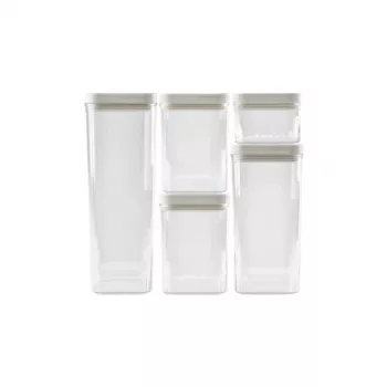CURVER sæt af opbevaringsdåser til tørre fødevarer 0,5L + 2x1,2L + 1,8L + 2,4L Kara transparent/hvid