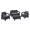 KETER Corfu Garden Furniture Set Grey - 4 Seater Sofa, 2 Armchairs, Coffee Table
