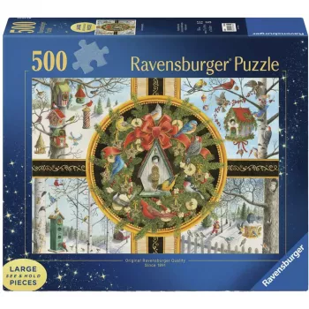 Ravensburger stort puslespil med sangfugle om vinteren (500 brikker)