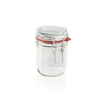 LEIFHEIT hermetikglas 370ml - lufttæt opbevaringsglas med trådbøjle & naturgummipakning, klart glas, fødevarekonservering