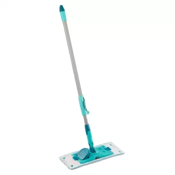 LEIFHEIT PowerClean M gulvbørste med teleskopstang, 33 cm, grøn/grå