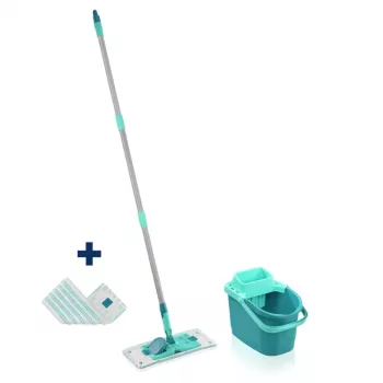 Leifheit Clean Twist M Ergo gulvrengøringssæt med Micro Duo moppehoved, 33 cm, grøn/hvid