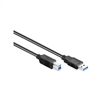 GoodConnections USB 3.0-kabel Type-A han til Type-B han, 1,8 m, sort, SuperSpeed 5 Gbps, forniklede stik, dobbelt afskærmet 2710-S02