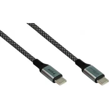 GoodConnections magnetisk USB 2.0 spiral-kabel 60W USB-C til USB-C, sort/hvid, 1m 2060-MT010SW