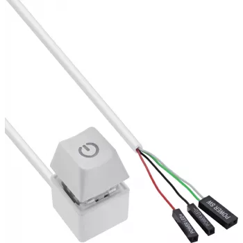 InLine computer power switch remote cable, hvid, 2 m