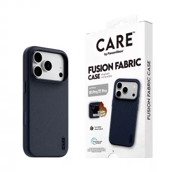 CARE by PanzerGlass Fusion Fabric cover blå med MagSafe til iPhone 17 Pro