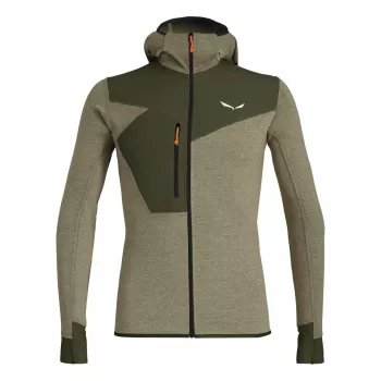 Salewa Puez 2 Dry langærmet hættetrøje med gennemgående lynlås Dark Olive Melange herre XL