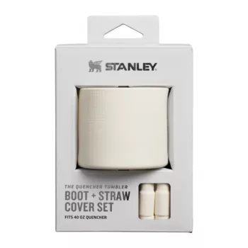 STANLEY The Quencher Boot + sugerørstopper-sæt, beskyttende silikone-tilbehør til 1,18L tumbler, Light Cream