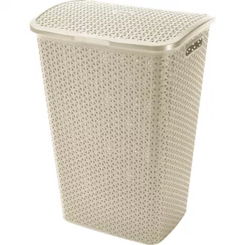 CURVER My Style 55L vasketøjsboks i creme, 43x33x60 cm, rattan-effekt