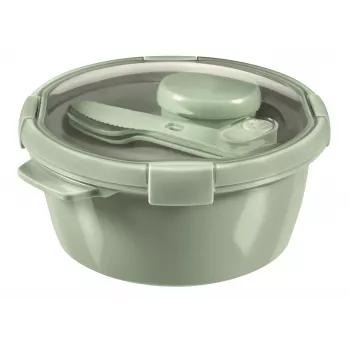 CURVER opbevaringsboks til frokost rund 1,6L Smart Eco To Go Ø22x10cm soft green