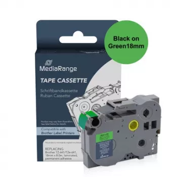 MediaRange Brother TZ-741/TZe-741 kompatibelt lamineret mærkebånd 18mm 8m sort på grøn