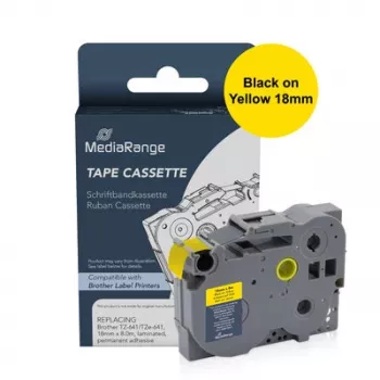 MediaRange kompatibel Brother TZe-FX641 fleksibel ID-mærkebåndskassette 18mm gul (8m)