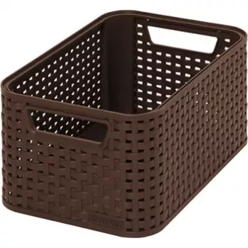 CURVER KIS Style S opbevaringsboks 7,2L mørkebrun flettet rattan-effekt 28,5x19,4x13cm
