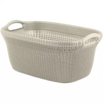 CURVER Knit 40L vasketøjskurv med låg og integrerede håndtag, hvid, 59,5 x 38,5 x 27 cm