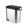 CURVER Pet Life Food Storage Container with Wheels, 12kg, 35L, 49.3x27.8x40.3 cm, Silver