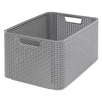 CURVER Style L opbevaringsboks 43,6 x 32,6 x 23 cm lysegrå rattan-effekt 33L