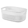 CURVER Filo M 12L rektangulær opbevaringskurv med hanke, flettet rattaneffekt, hvid, 38x28,5x15 cm