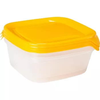 CURVER Fresh & Go sæt med 3 kæledyrsfoderskåle, hver 0,8L, gul, lufttætte låg