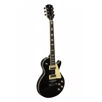 Stagg SEL-STD Black Elguitar med massiv elletræskrop, mahogni sæt-hals, palisander gribebræt, HH-pickuper, Tune-o-matic-bro