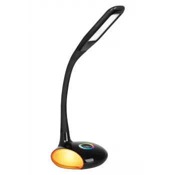 Activejet AJE-VENUS RGB sort LED-skrivebordslampe med RGB-base, 7W hovedlys, 3W RGB-base, 400lm, 3000K/4500K/6000K, berøringsstyring, fleksibel arm