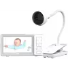 Chillax DM685 Wi-Fi/FHSS video-babyalarm med 5 inch forældreenhed, 1080p-kamera, pan-tilt-funktion, nattesyn, tovejskommunikation, temperatursensor, vuggeviser, hvid
