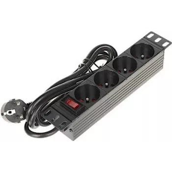 DELTA PD-4/R10 4-vejs stikdåse med 10m kabel, sort