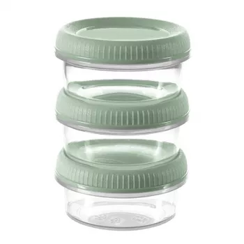 Curver Smart Eco To Go runde saucebægre 3-delt sæt, hver 0,08 L, Soft Green