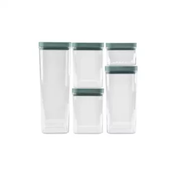 CURVER Kara opbevaringsboks-sæt til tørre fødevarer 0,5L + 2x1,2L + 1,8L + 2,4L, transparent/petrol, 6-delt, lufttæt, stablebar, BPA-fri