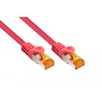 Kabelmeister Cat.7 S/FTP patchkabel, TPE-kappe, halogenfri, magenta, 0,15 m