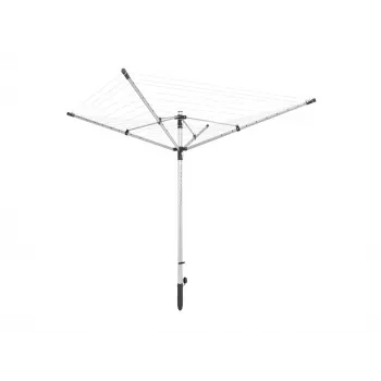 LEIFHEIT LinoLift 500 tørrestativ, 50 m snor, aluminiumsramme, højdejusterbar 106-179 cm, UV-bestandige snore, jordbøsning inkluderet